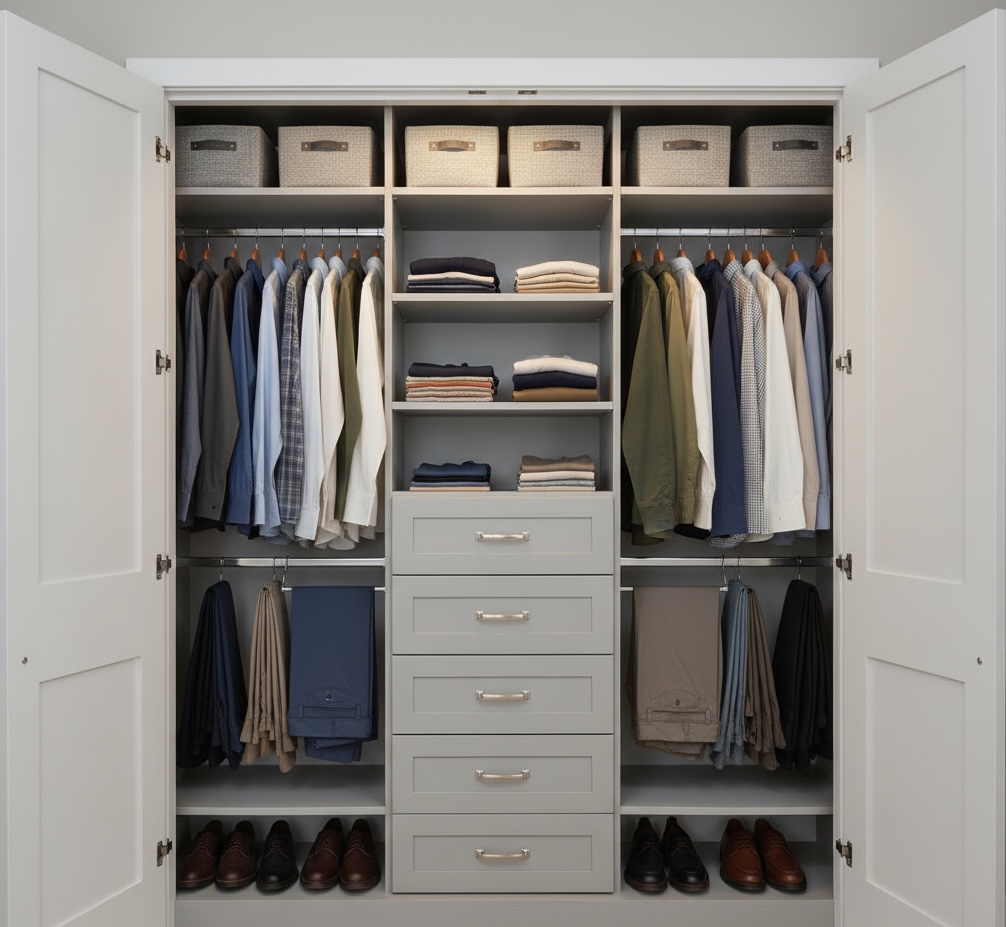 Organized reach-in closet